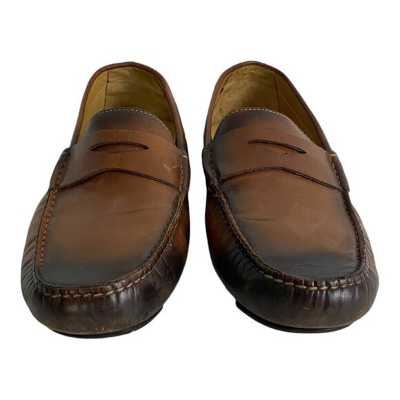 Scarpe Di Bianco SPQR Burnished Calf Driving Loafer Moc Brown Shoes US 9.5 Italy - Picture 5 of 13
